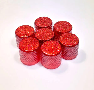 Flat Top Barrel Knob - Red Glitter