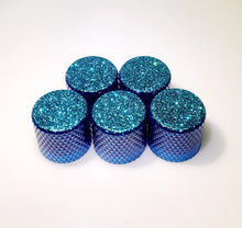 Load image into Gallery viewer, Flat Top Barrel Knob - Aqua Blue Glitter